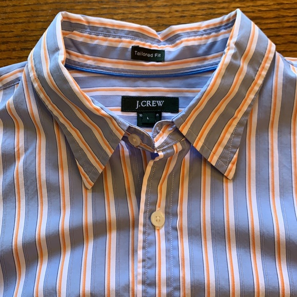 J Crew L/S point collar Blue striped shirt - L - Picture 2 of 7